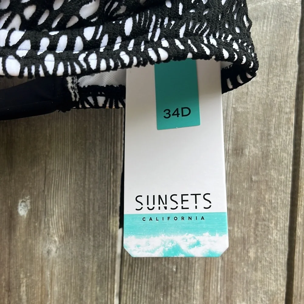 Sunsets California Black Diamond Muse Bikini Top,Size 34D,NWT - Picture 7 of 12